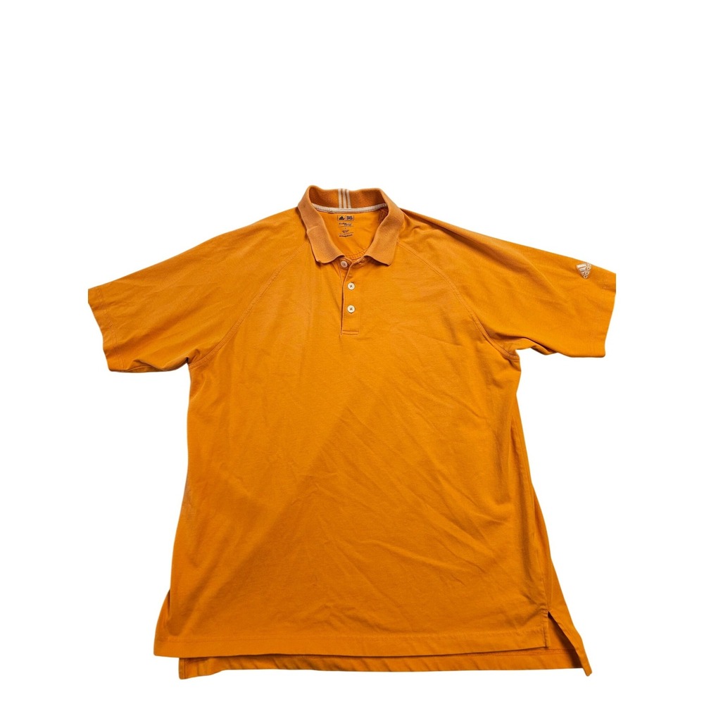 Adidas Golf Climalite Cotton Polo Shirt Mens Large Orange Short Sleeve 5589